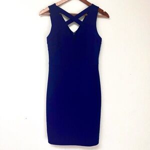 GUESS Women’s Blue Bandage Bodycon Dress, Criss-Cross Halter Straps, Size 6
